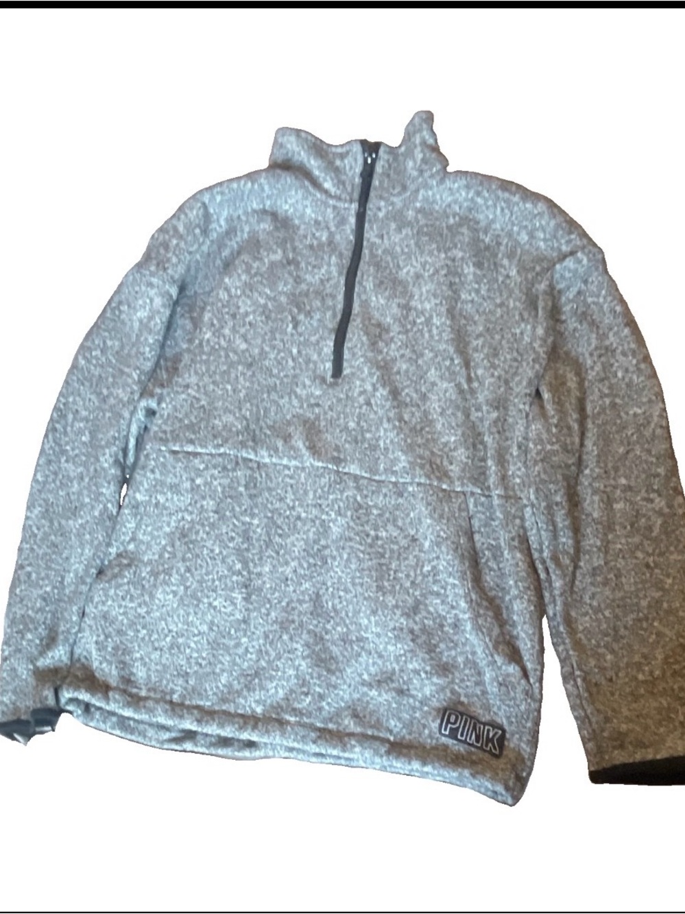 PINK Victoria's Secret Men's Heather Gray Half-Zip Pullover Sweater